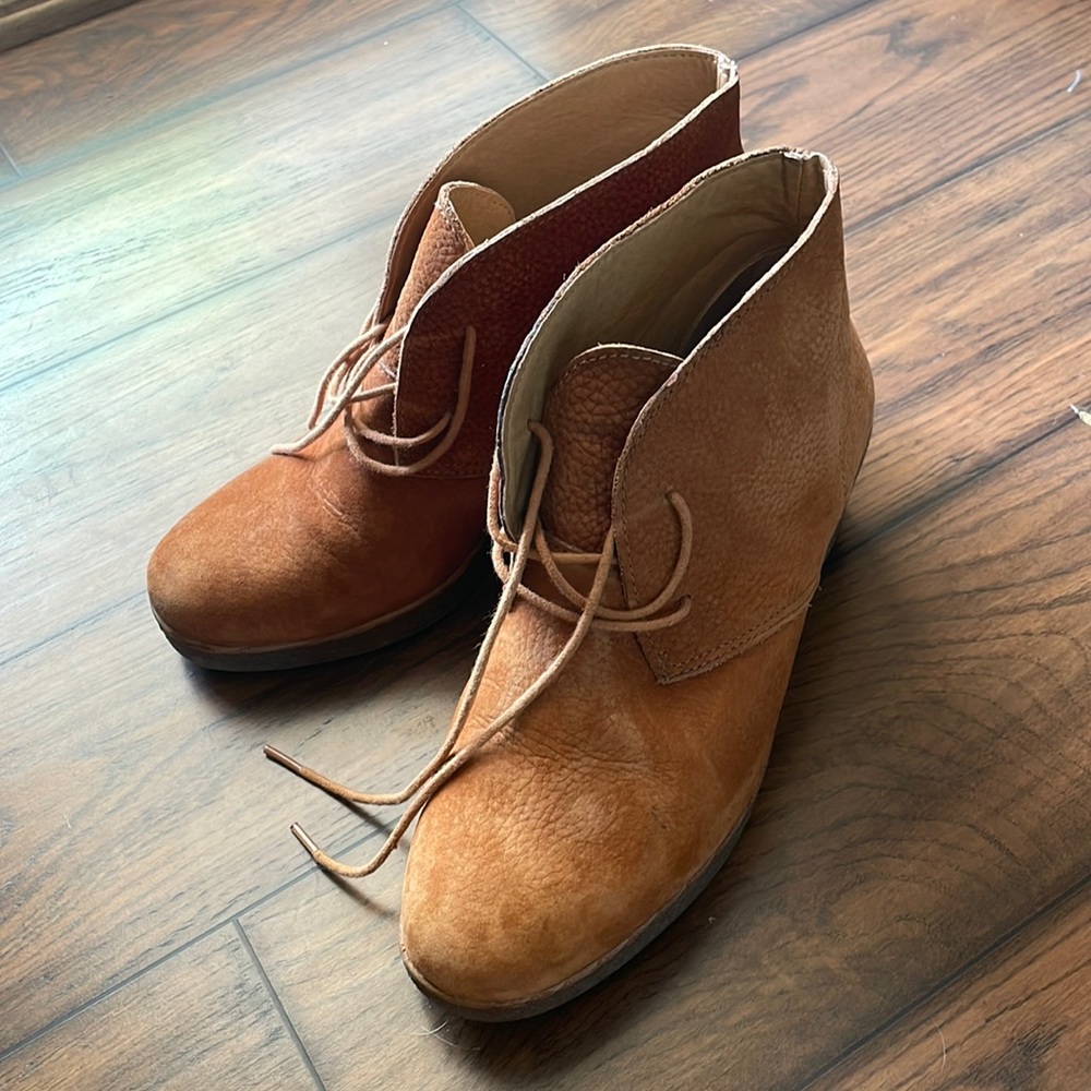 Lucky Brand leather wedge booties